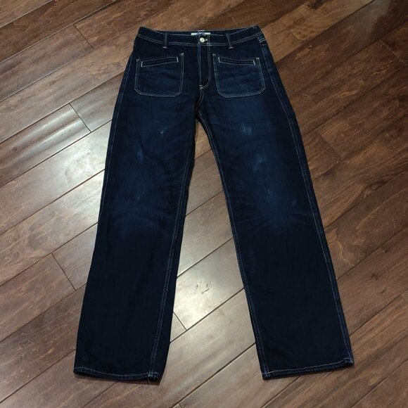 We The Free Distressed Retro Wide Leg High Rise Button Fly Free People J… - Picture 1 of 7